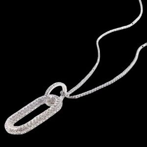 White House Black Market Silver Crystal Pave Ring Pendant Necklace